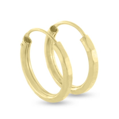 Billede af By Pind creoler med facetter i forgyldt sølv med vippelås - 14 mm