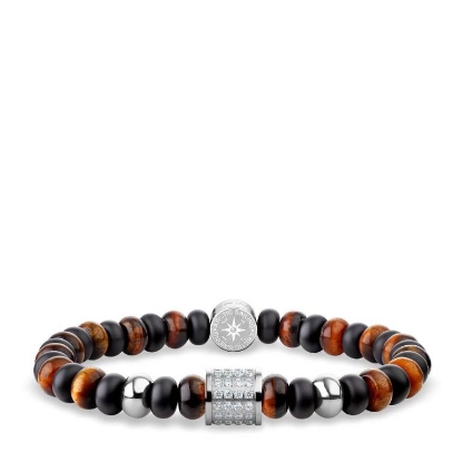 Billede af Bering Arctic Symphony armbånd stål m. tigerøje + keramik (180-200mm)