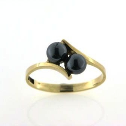 Billede af Ring med 2* 5 mm. hæmetit kg. 8 kt.