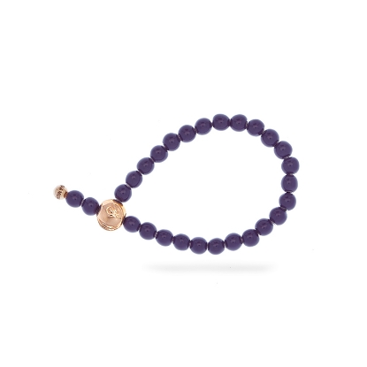 Billede af &Imagine armbånd Deep Purple m. 6mm emaljebeads rosaforgyldt lås 21 cm