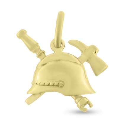 Billede af Vedhæng brandhjelm, økse og slange guld