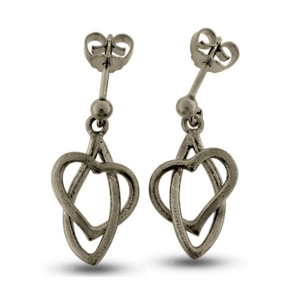 Billede af Ørehængere "Hugging Heart" 925s oxideret sølv