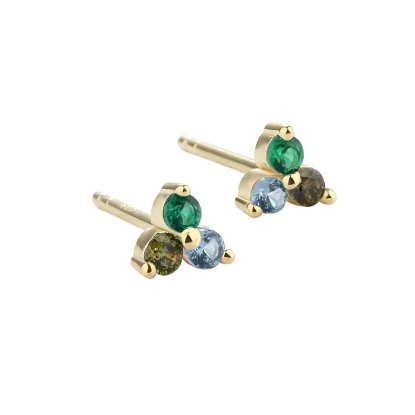 Billede af Aqua Dulce Gunnva Green øreringe forgyldt sølv m. cz