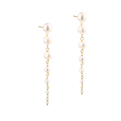 Billede af Aqua Dulce Ghita Long øreringe forgyldt sølv m. ferskvandsperler