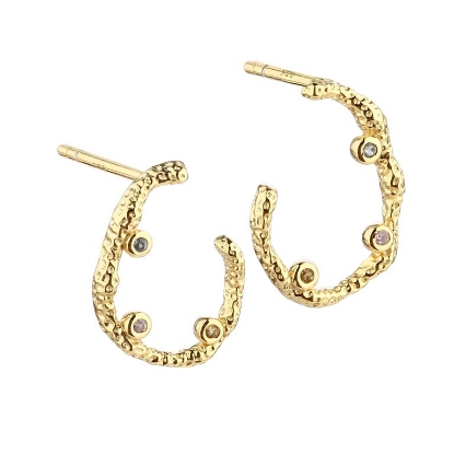 Billede af *Aqua Dulce Barbara øreringe forgyldt sølv m. cz