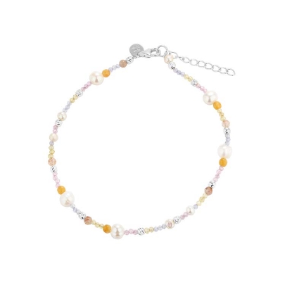 Billede af Aqua Dulce Pastel Love armbånd sølv m. perler (17 + 3 cm)