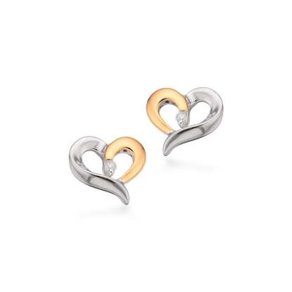 Billede af Øreringe hjerte 0,02 H-W/P sølv/8 kt.