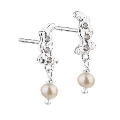 Billede af Aqua Dulce Pretty Pearl øreringe sølv m. fvp + cz