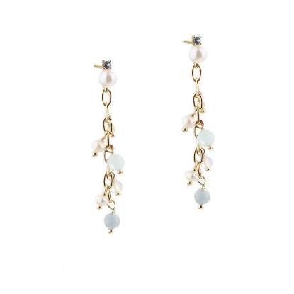 Billede af *Aqua Dulce Sky Blue kædeøreringe forgyldt sølv m. fvp