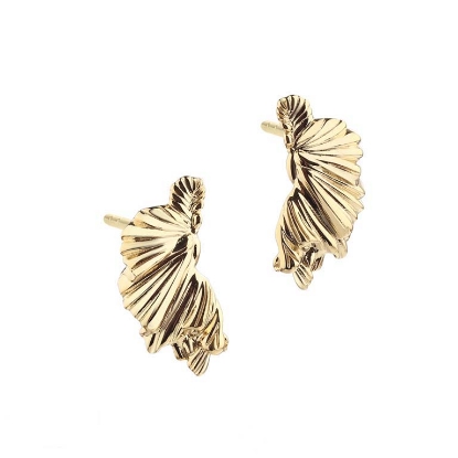 Billede af Aqua Dulce Koi Big Half Leaf øreringe forgyldt sølv