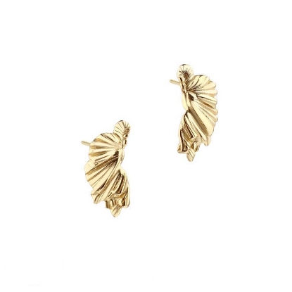Billede af Aqua Dulce Koi Small Half Leaf øreringe forgyldt sølv