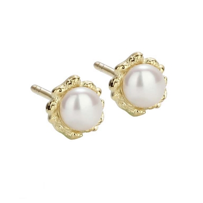 Billede af Aqua Dulce Pearl øreringe forgyldt sølv m. fvp