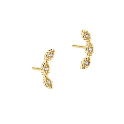 Billede af *Aqua Dulce Flowers Up The Ear øreringe forgyldt sølv m. cz