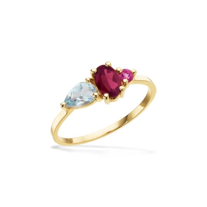 Billede af Ring pink/blå topas+rhodolite 8 kt.