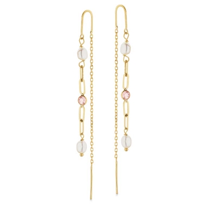 Billede af Ørebøjler fkp./rosa cubic zir. 9 kt.