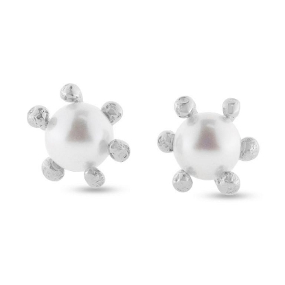 Billede af Ørestik med ferskvandsperle og dråbegrabber i sølv