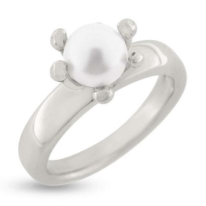 Billede af Ring med ferskvandsperle og dråbegrabber i 14 kt. hvidguld
