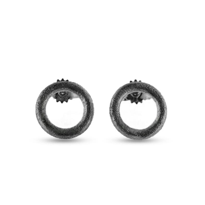 Billede af Ørestik Circles 11 mm. 925s oxyd (overflade sand)