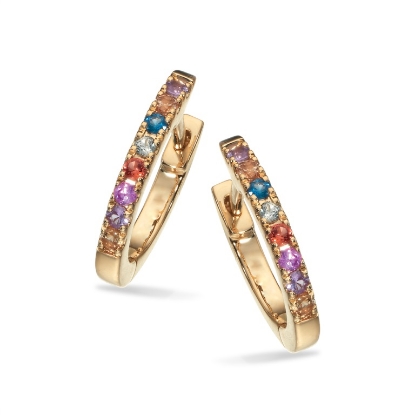 Billede af *Dazzling clip-creoler Rainbow safir 0,28 14 kt.