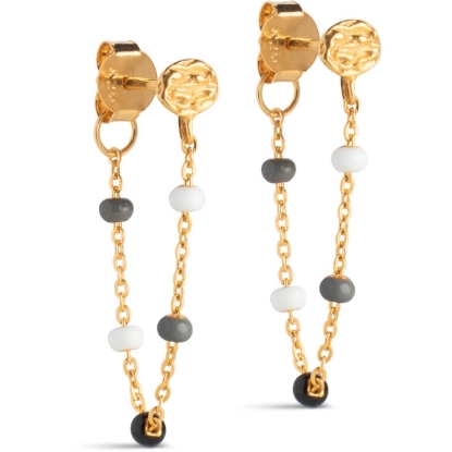 Billede af ENAMEL Copenhagen Lola Salt'n'Pepper øreringe forgyldt sølv