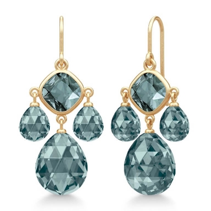 Billede af Julie Sandlau Olivia Chandelier Midnight Blue øreringe forgyldt sølv m. krystal