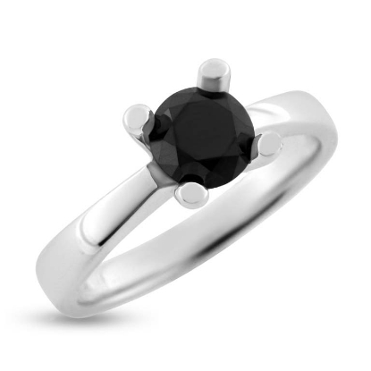 Billede af Ring Solitaire med sort brillant