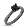 Billede af Ring Solitaire med sort brill. 1,00 ct. i sort rhodineret sølv