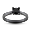 Billede af Ring Solitaire med sort brill. 1,00 ct. i sort rhodineret sølv