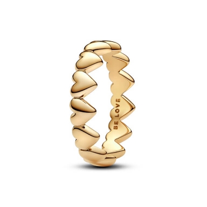 Billede af Pandora Række af Hjerter ring forgyldt metalblanding (str. 48)