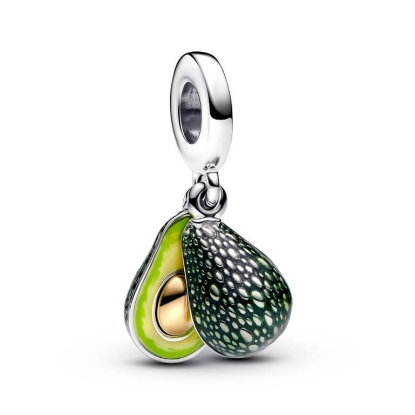 Billede af Pandora Avocado charm sølv + forgyldt metalblanding m. emalje