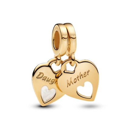 Billede af Pandora Dobbelt Hjerte charm forgyldt metalblanding