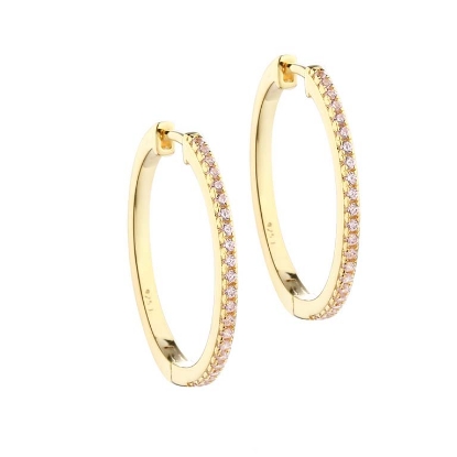 Billede af Aqua Dulce Rose Raya øreringe forgyldt sølv m. cz - 25 mm