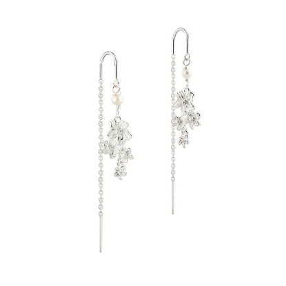 Billede af Aqua Dulce Jasmin Pearl trådøreringe sølv