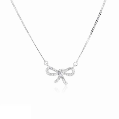 Billede af Aqua Dulce Bow Tie halskæde sølv m. cz (42 + 3 cm)