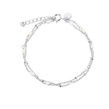 Billede af Aqua Dulce Rice Dot Double armbånd sølv m. fvp (17 + 3 cm)