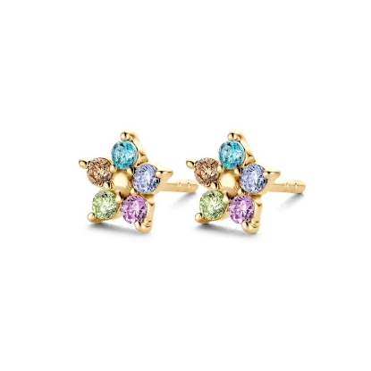 Billede af Spirit Icons Noble ørestikker forgyldt sølv m. farvede sten