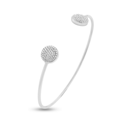 Billede af By Pind armring sølv rhodineret åben med paveret zirkoniasten