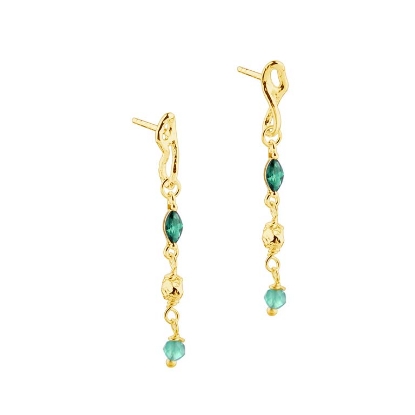 Billede af Aqua Dulce Green Garden øreringe forgyldt sølv m. cz