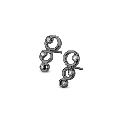 Billede af Spirit Icons "Infinity" ørestikker sort rhodineret sølv cz