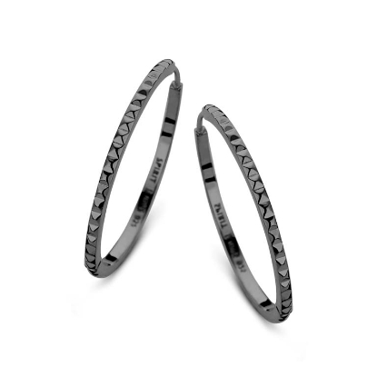 Billede af Spirit Icons "Peak" creol (L) sort rhodineret sølv