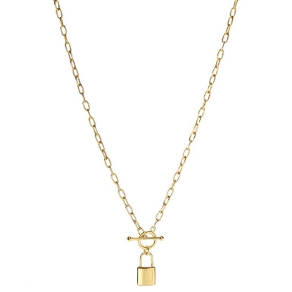 Billede af Aqua Dulce Lock Love halskæde forgyldt sølv (42 + 3 cm)