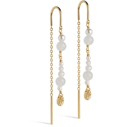 Billede af ENAMEL Copenhagen Sofia White and Pearls øreringe forgyldt sølv m. cz og fvp