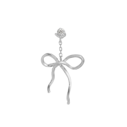 Billede af *STINE A Dangling Flow Bow ørering sølv m. cz (1 stk.)