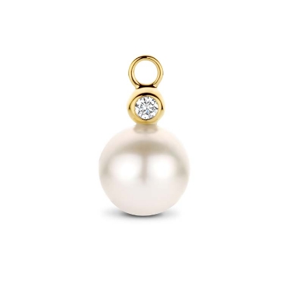 Billede af Spirit Icons Elena Drop vedhæng til hoops 14 karat guld m. 0,04 ct. w/vs. og ferskvandsperle