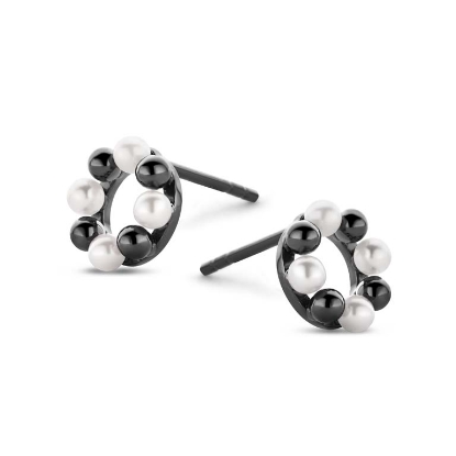 Billede af Spirit Icons Gem Round ørestikker rhodineret sølv