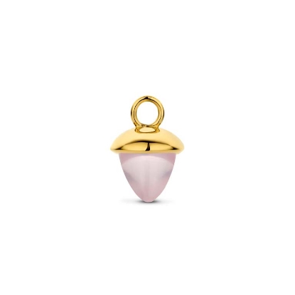 Billede af Spirit Icons Acorn Drop Rose Quarts vedhæng til hoops 14 karat guld med rosakvarts (1 stk)