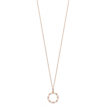 Billede af Spirit Icons Gem halskæde sølv rosaforgyldt vedhæng af perler og kugler (45 cm)