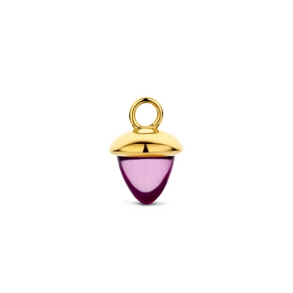 Billede af Spirit Icons Acorn Drop Amethyst vedhæng til hoops 14 karat guld med lilla ametyst (1 stk)