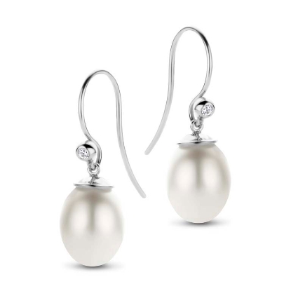Billede af Spirit Icons Figaro øreringe sølv m. ferskvandsperle + cz