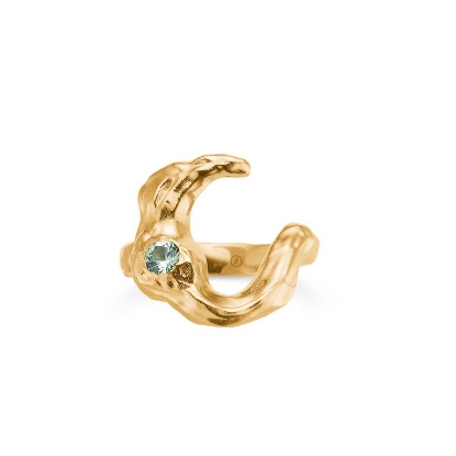 Billede af *Studio Z "Lunar" ring forgyldt sølv m. grøn cz (str. 56)